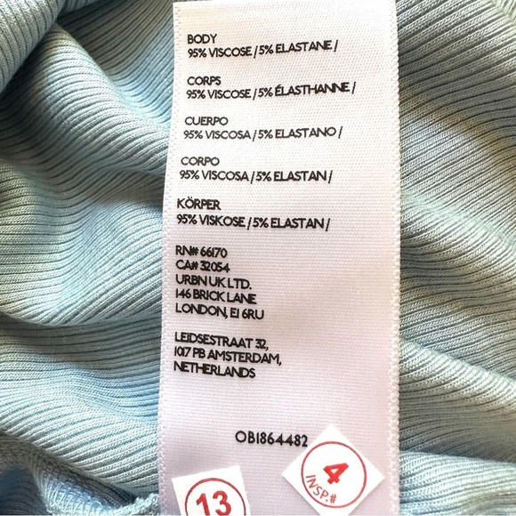 NWOT BDG Urban Outfitters Blue Ribbed V-Neck Shannen Top Size L - Picture 6 of 7